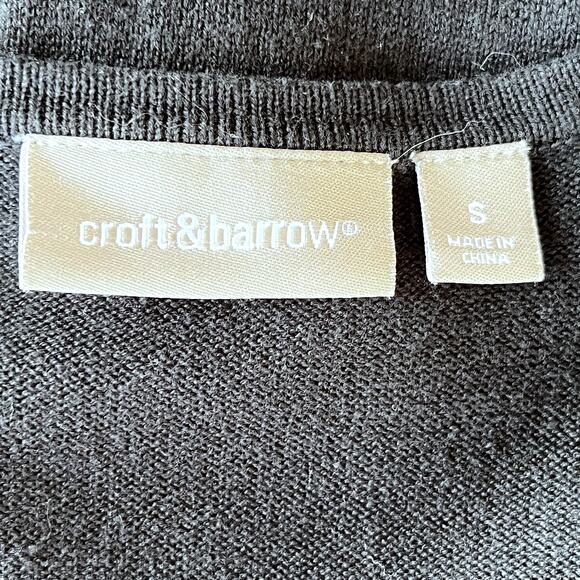 Croft & Barrow Tight Knit Button Front Holiday Cardinal Sweater Black Womens S - Picture 7 of 9